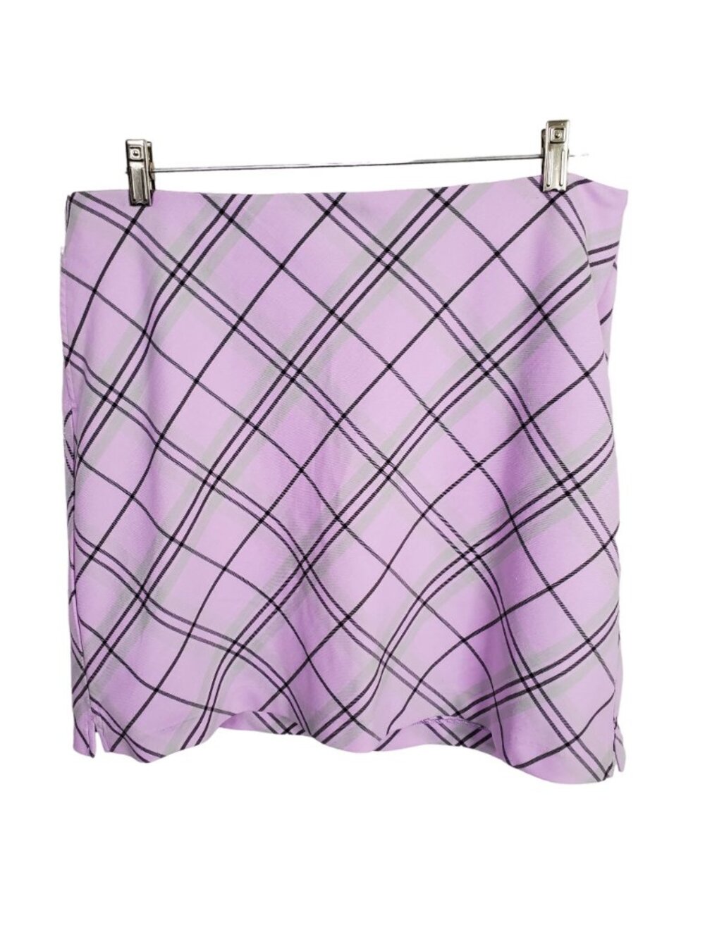 Greg Norman Size 14 Skort Golf Skirt Shorts Pockets Side Zip Lined Purple Plaid - Picture 2 of 10